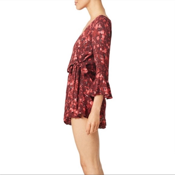 Free People All the Right Ruffles Rose Floral Berry Combo Romper - Picture 3 of 7